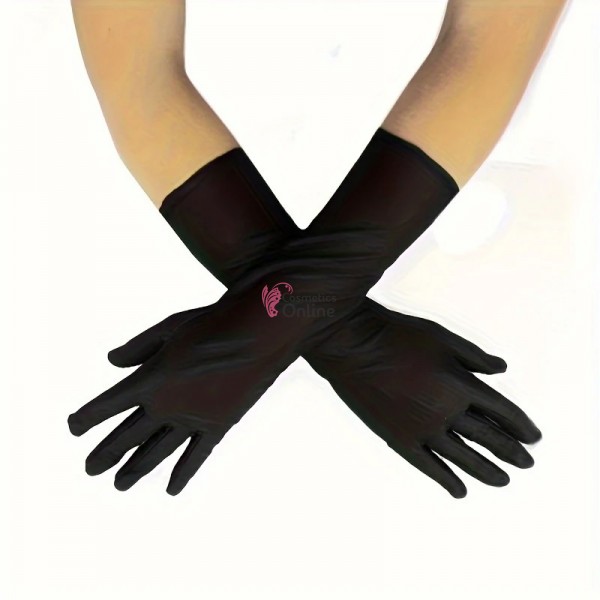 Manusi elegante din satin simple MNS004DD medii Negre